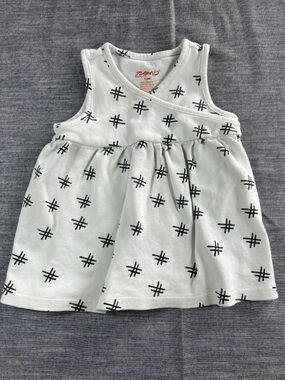 Zutano Baby 12 Months White Black Tic Tac Toe Soft Organic Cotton Dress Top
